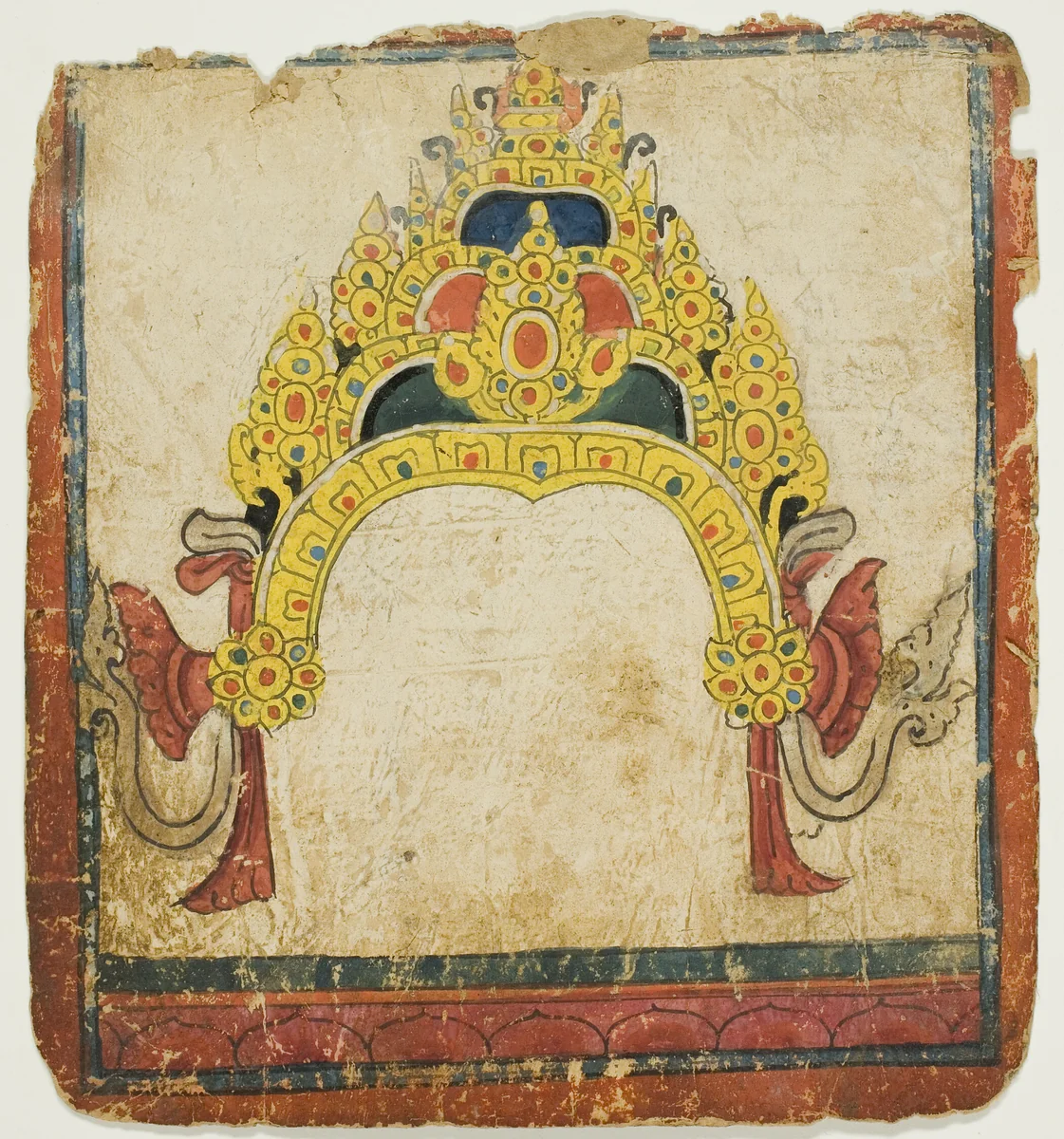 Jeweled Ritual Crown, from a Set of Initiation Cards (Tsakali) by Tibet, drawing, 1299-1499