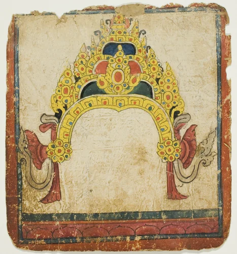 Jeweled Ritual Crown, from a Set of Initiation Cards (Tsakali) by Tibet, drawing, 1299-1499