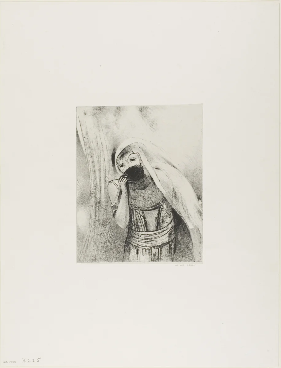 She Draws From Her Bosom a Sponge, Perfectly Black, and Covers it With Kisses, plate 8 of 24 by Odilon Redon, print, 1896
