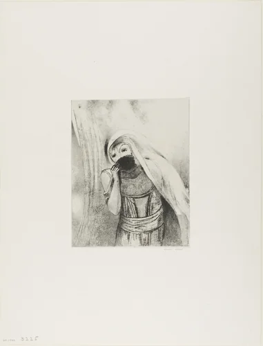 She Draws From Her Bosom a Sponge, Perfectly Black, and Covers it With Kisses, plate 8 of 24 by Odilon Redon, print, 1896