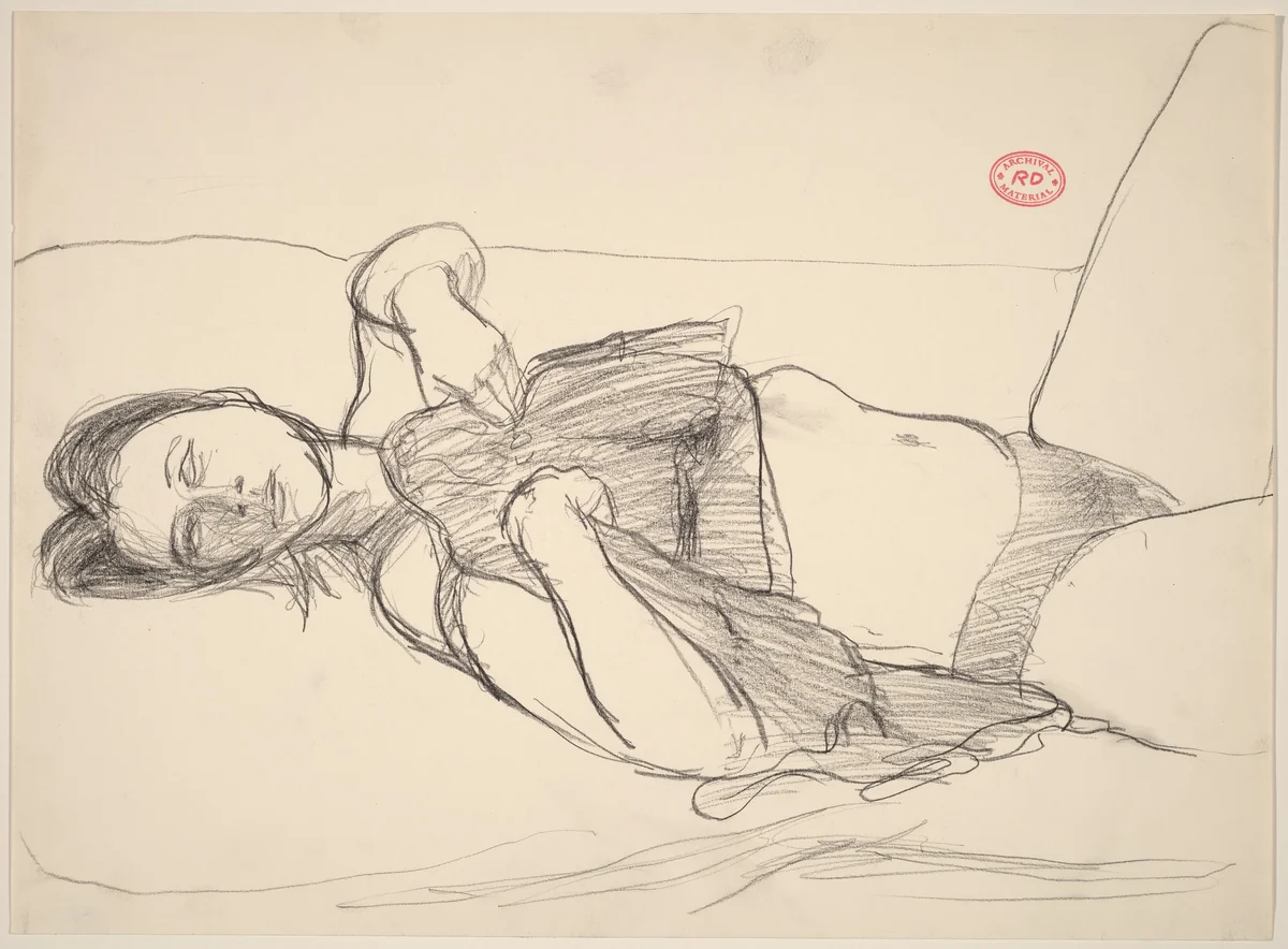 Untitled [reclining woman in undergarments] by Richard Diebenkorn, drawing, 1955-1967