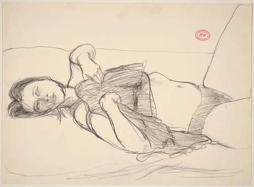 Untitled [reclining woman in undergarments] by Richard Diebenkorn, drawing, 1955-1967