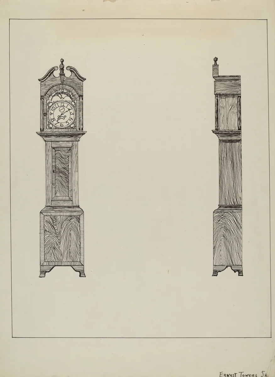 Grandfather Clock by Ernest A. Towers, Jr., index of american design, 1936
