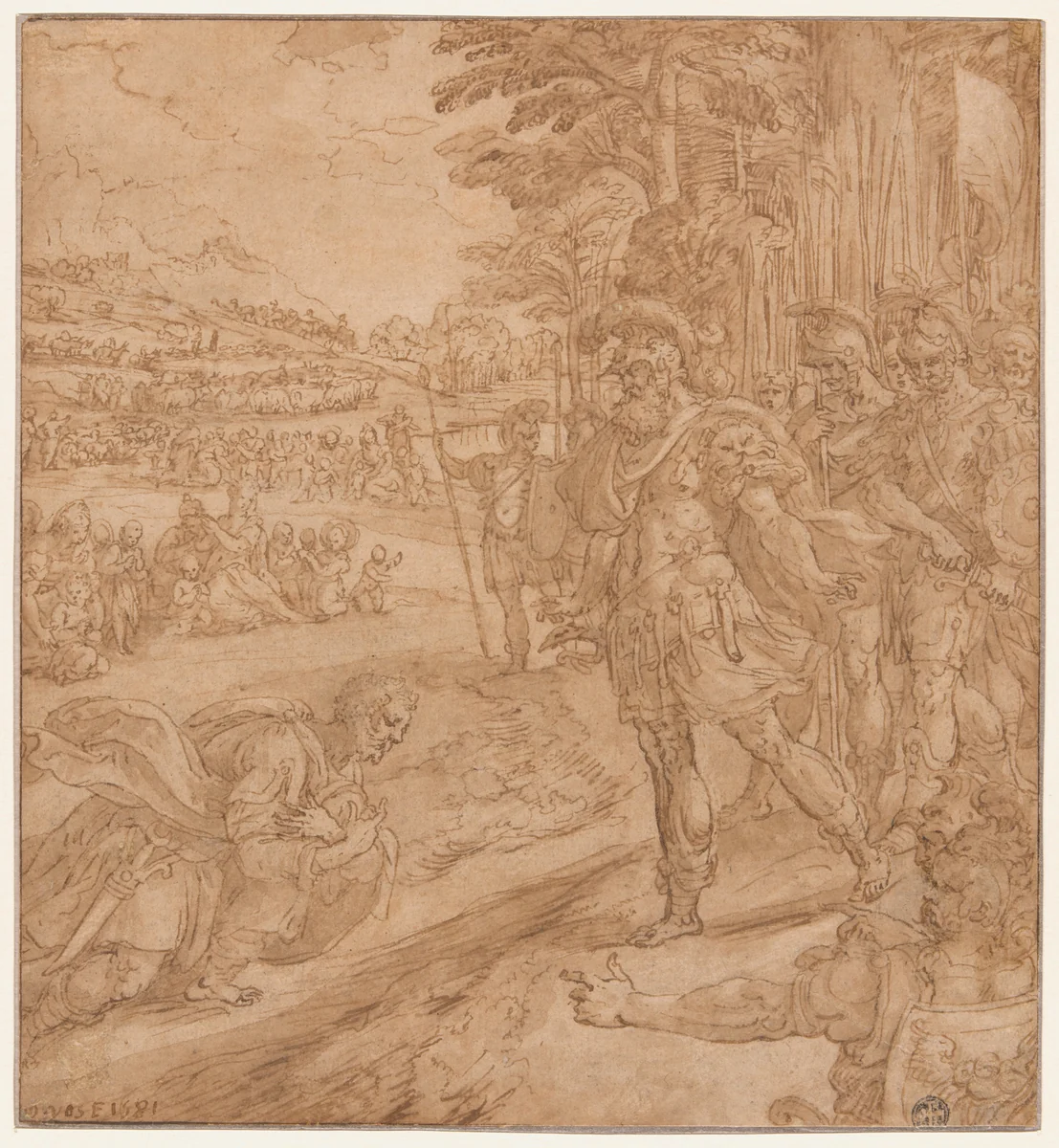 The Reconciliation of Jacob and Esau by Maerten de Vos, drawing, 1581