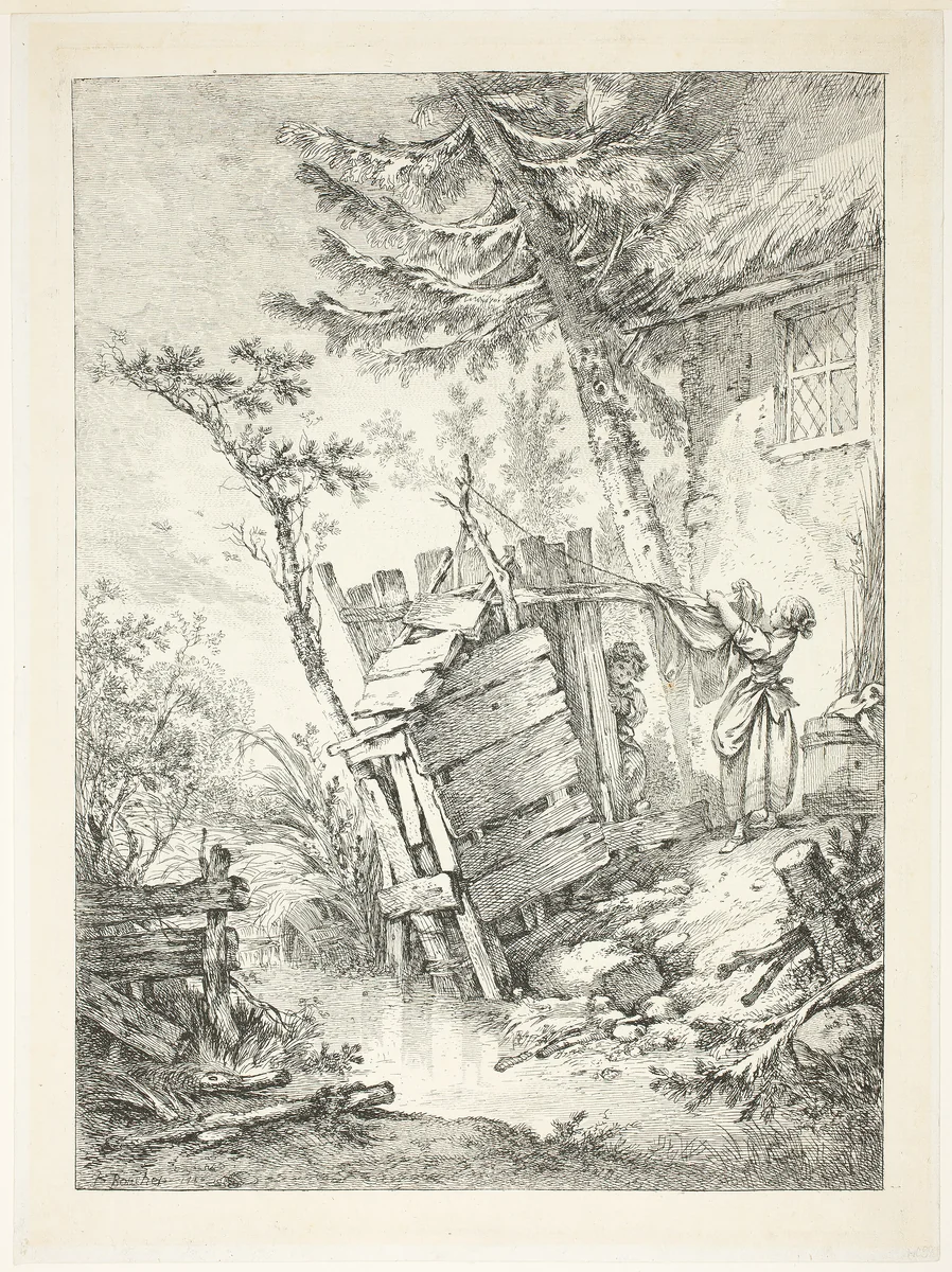 The Laundress by François Boucher, print, 1756