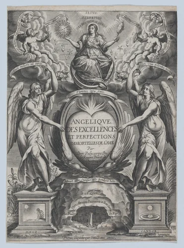 Frontispiece for 'Angélique des excellences de l'âme' by Charles Audran, print, 1626