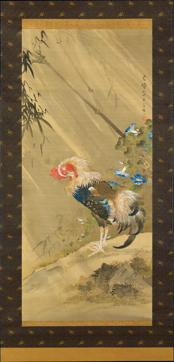 Rooster in a Storm by Sō Shizan, painting, 1783