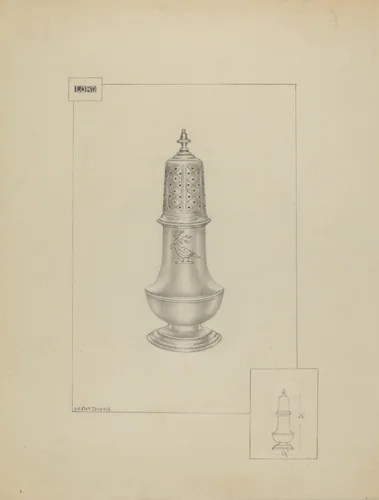 Silver Pepper Pot by Hester Duany, index of american design, 1936
