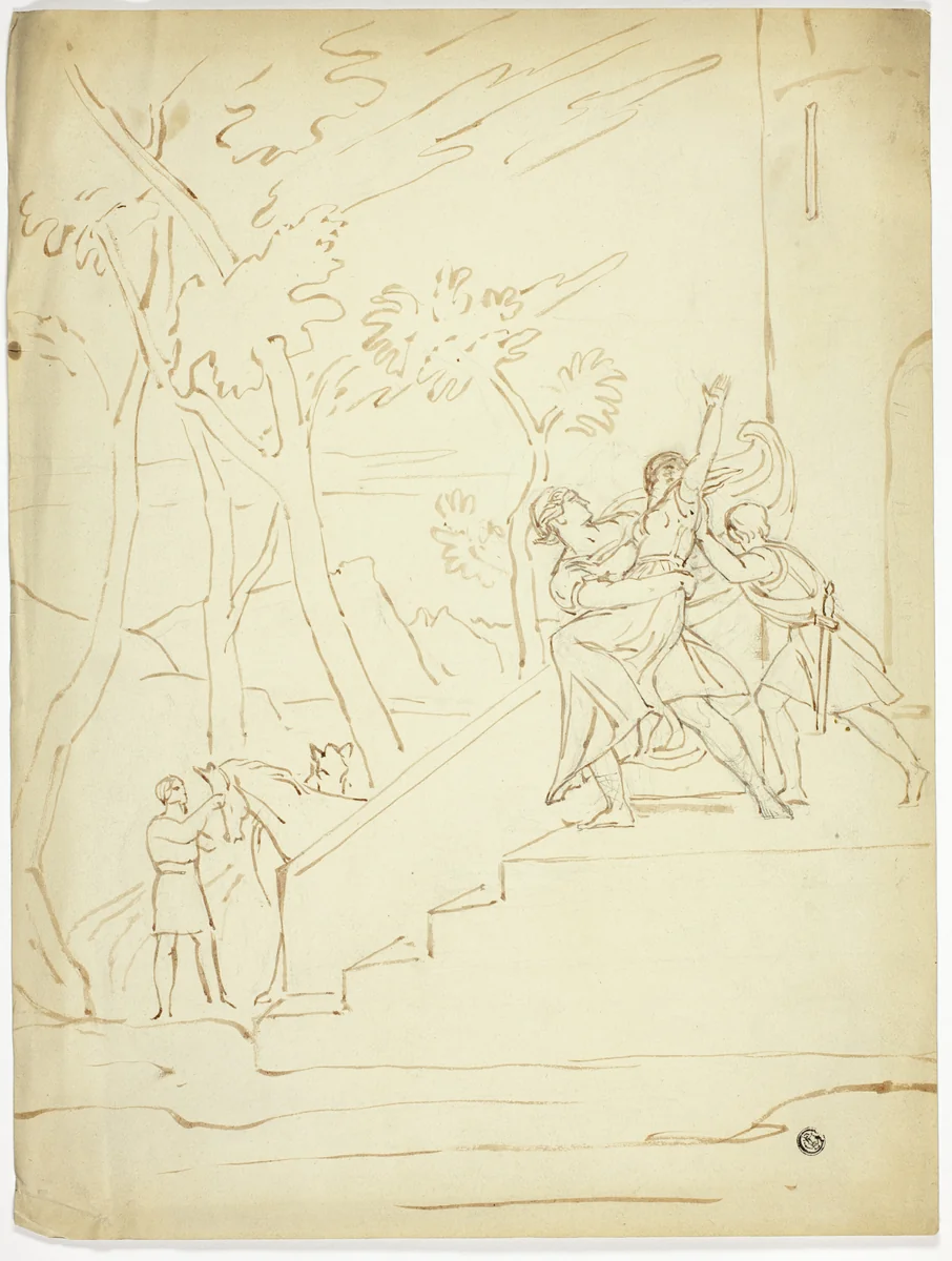 Abduction of Helen by Joshua Cristall, drawing, 1787-1874