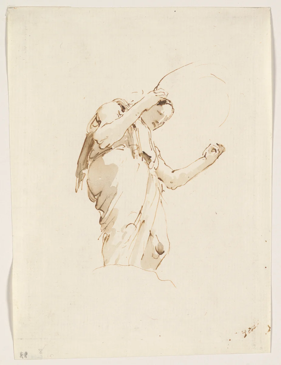 Standing Woman Holding a Hoop by Giovanni Battista Tiepolo, drawing, 1739-1760