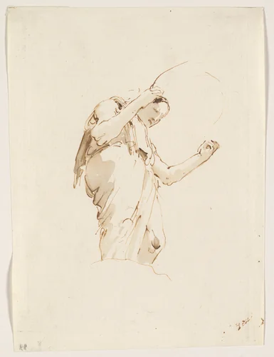 Standing Woman Holding a Hoop by Giovanni Battista Tiepolo, drawing, 1739-1760