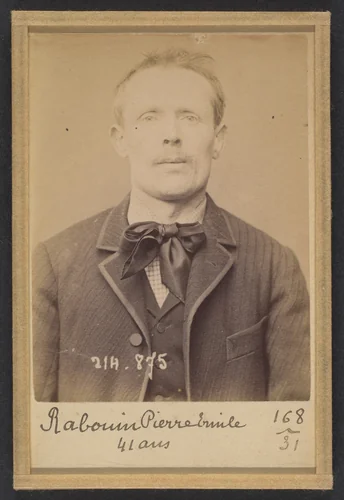 Raboin. Émile, Pierre. 41 ans, né à Ouzoir-sur-Loire (Loiret). Distillateur. Assoc. de malfaiteurs. 28/2/94 by Alphonse Bertillon, photograph, 1894