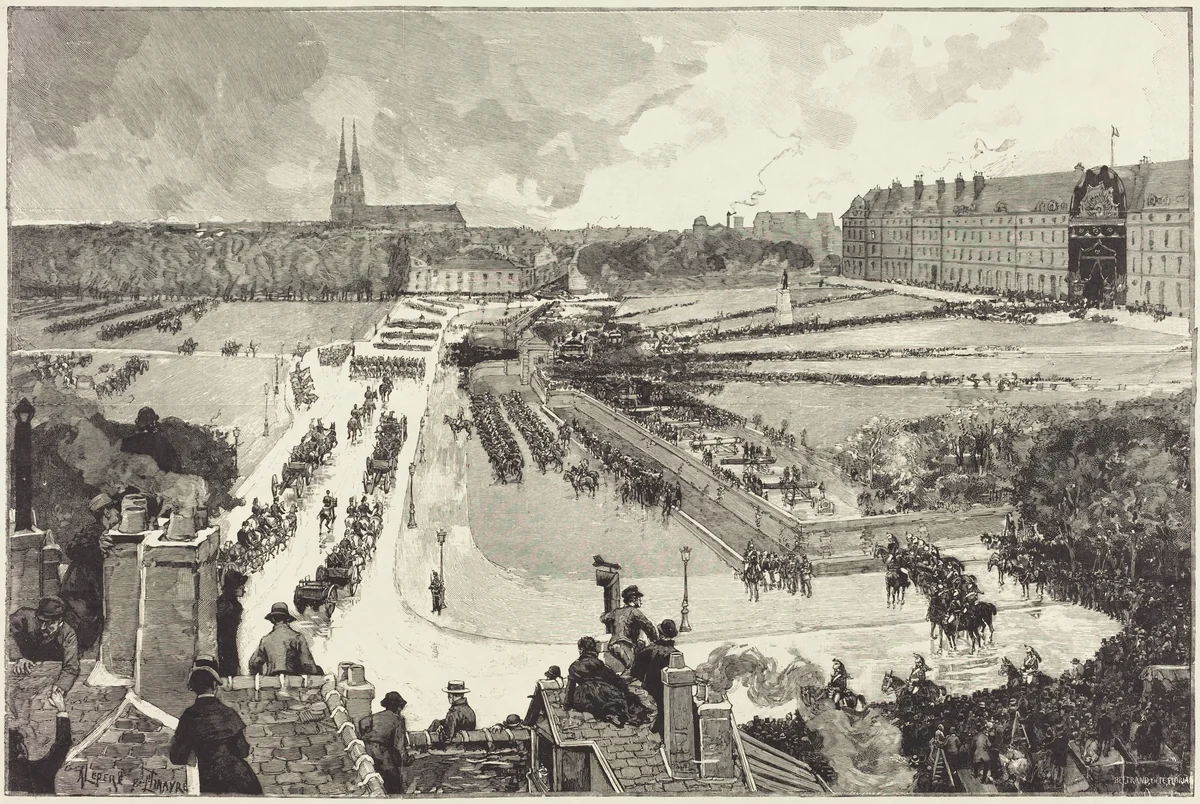 Les Honneurs militaires rendus à la Depouille mortelle de L'Amiral Courbet by Auguste Lepère; Louis Tinayre, portfolio, 1885