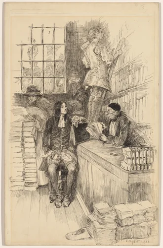 He went to Tonson, illustration to "The Noble Patron" by Edwin Austin Abbey, drawing, 1888