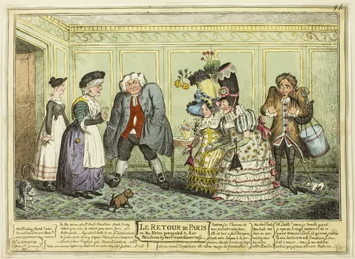 The Return of Paris by George Cruikshank, print, 1817