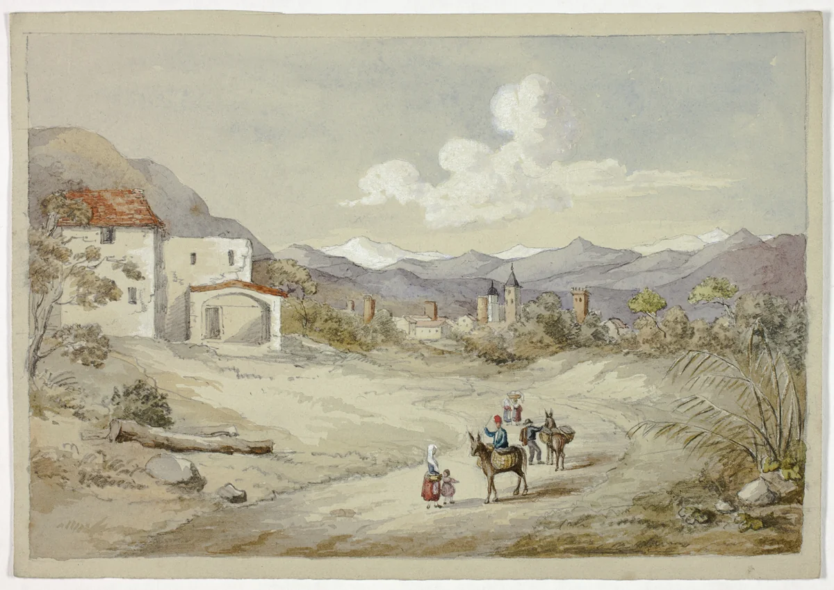 Albenga on the Corniche (Costal) Road by Elizabeth Murray, painting, 1841