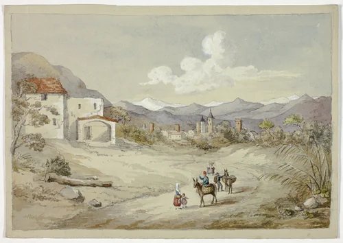 Albenga on the Corniche (Costal) Road by Elizabeth Murray, painting, 1841