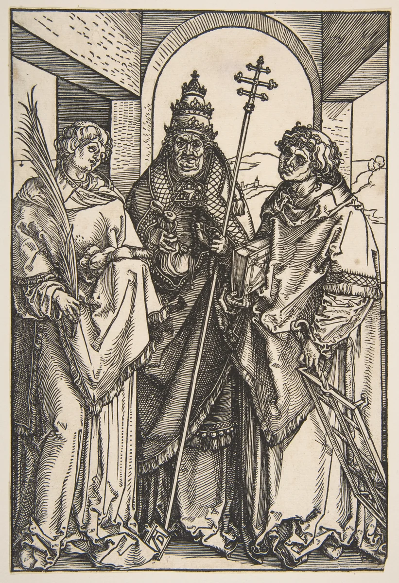 Saint Stephen, Saint Sixtus and Saint Lawrence by Albrecht Dürer, print, 1485-1528