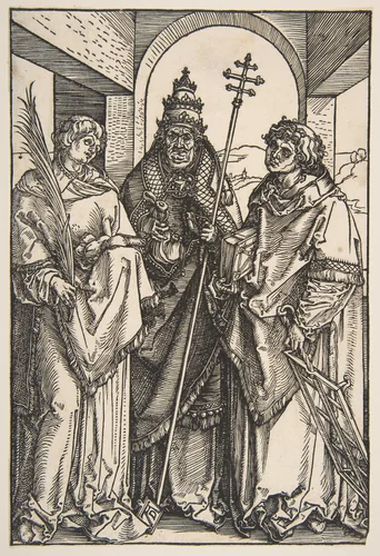 Saint Stephen, Saint Sixtus and Saint Lawrence by Albrecht Dürer, print, 1485-1528