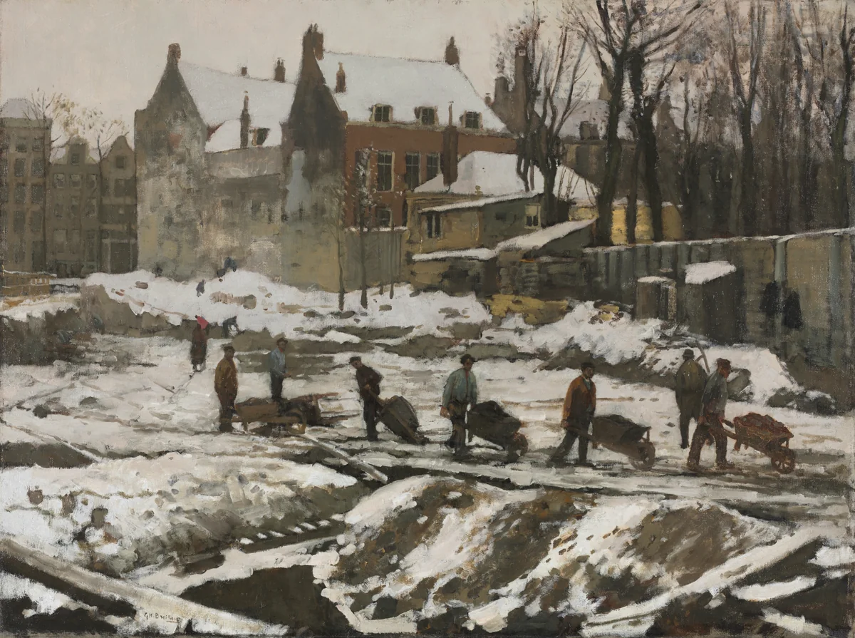 Construction Site in Amsterdam by George Hendrik Breitner, painting, 1897-1907