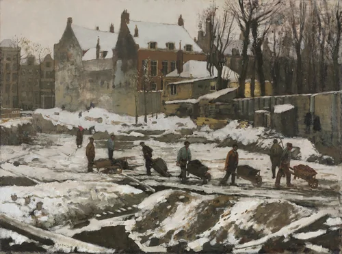 Construction Site in Amsterdam by George Hendrik Breitner, painting, 1897-1907