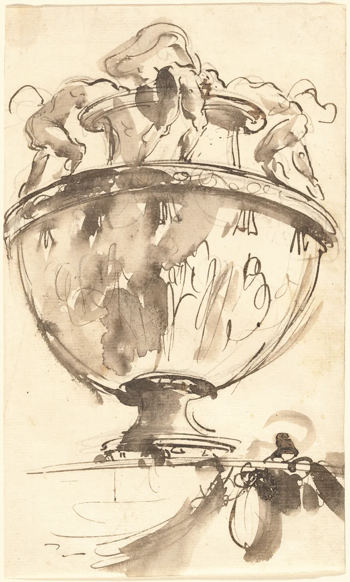 A Fantastic Vase by Giovanni Battista Piranesi, drawing, 1746-1747