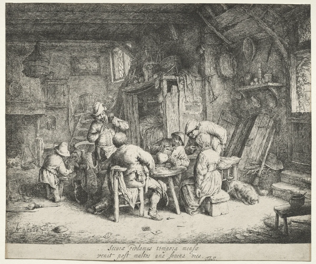 The Breakfast by Adriaen van Ostade, print, 1659-1669