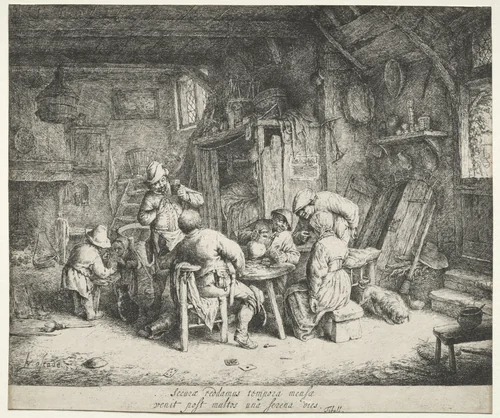 The Breakfast by Adriaen van Ostade, print, 1659-1669