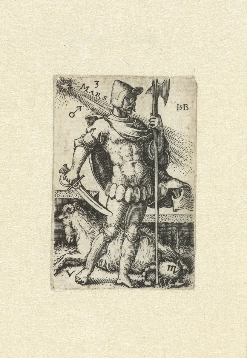 Mars met sterrenbeelden Ram en Schorpioen by Unknown, print, 1539
