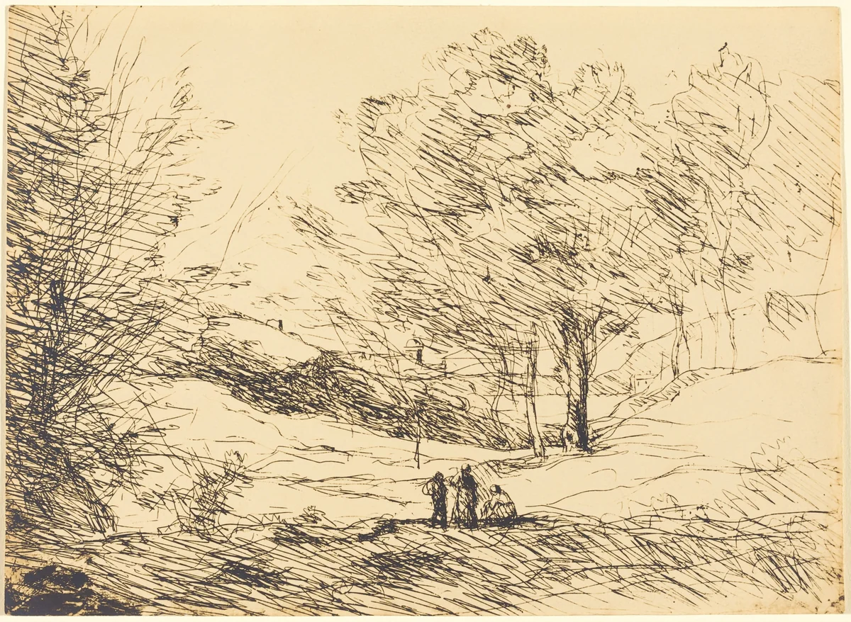 Souvenir of Lake Maggiore (Souvenir du Lac Majeur) by Jean-Baptiste-Camille Corot, print, 1871