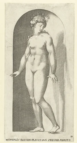 Ariadne met kroon van sterren by Jacob Binck, print, 1530