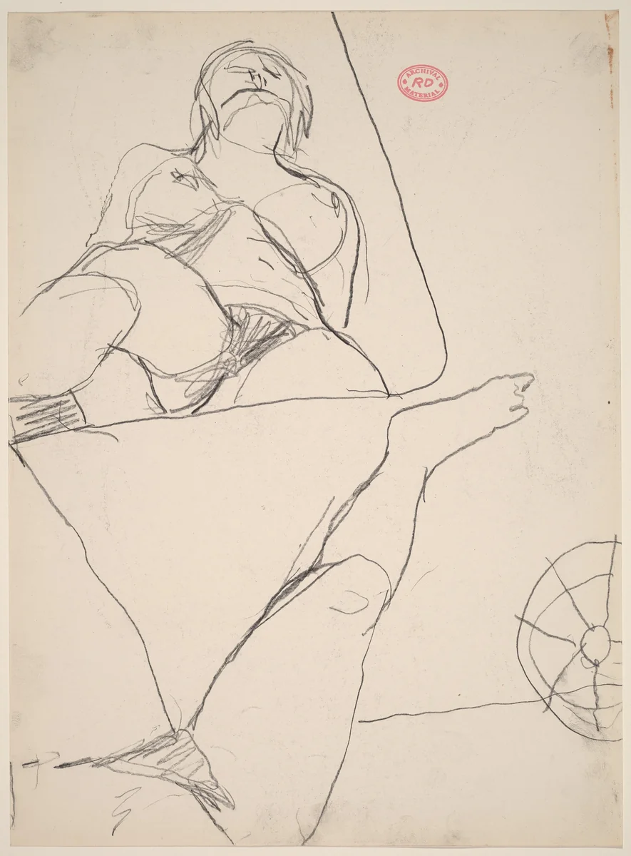 Untitled [female nude reflected in mirror] by Richard Diebenkorn, drawing, 1955-1967