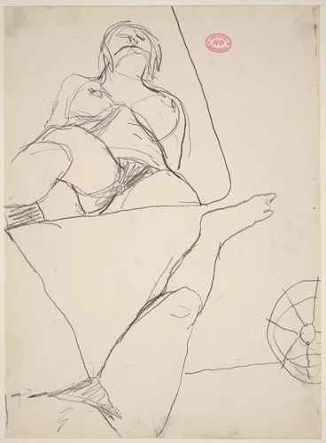 Untitled [female nude reflected in mirror] by Richard Diebenkorn, drawing, 1955-1967