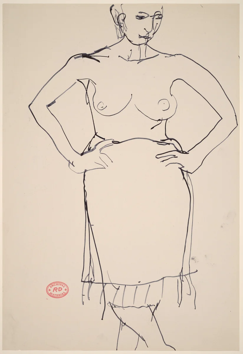Untitled [model in skirt without top] by Richard Diebenkorn, drawing, 1955-1967