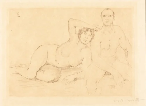 Zwei Menschen (Two Nudes) by Lovis Corinth, print, 1908