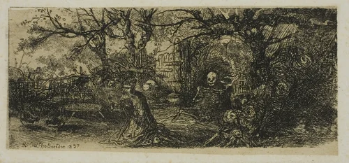 St. Anthony and Death by Rodolphe Bresdin, print, 1837