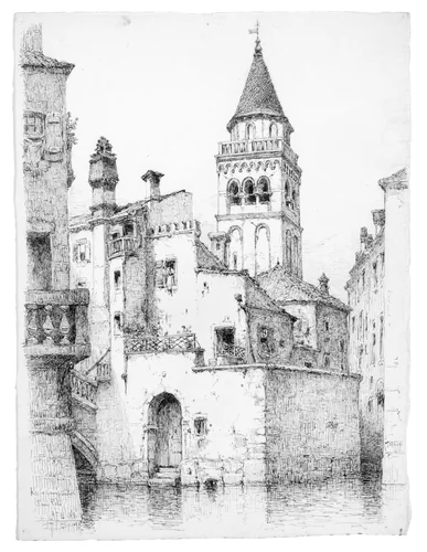 Campanile and Rio di San Polo, Venice by Andrew Fisher Bunner, artwork, 1883