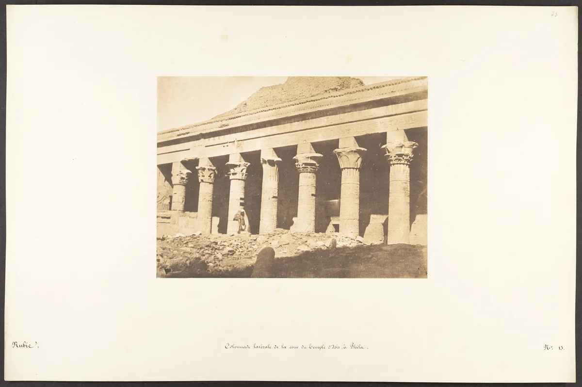 Colonnade latérale de la cour du Temple d'Isis, à Philae by Maxime Du Camp, photograph, 1850