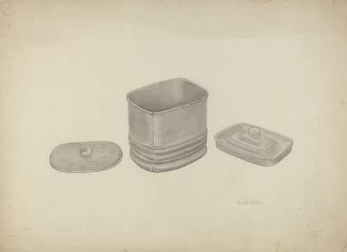 Pewter Tobacco Jar by Ardella Watkins, index of american design, 1941
