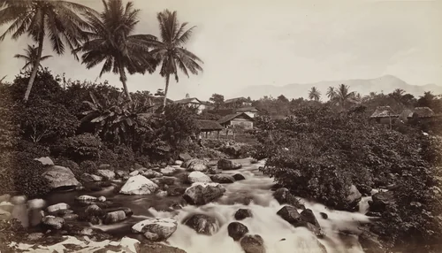 Suburbs of Mazatenango by Eadweard Muybridge, photograph, 1875