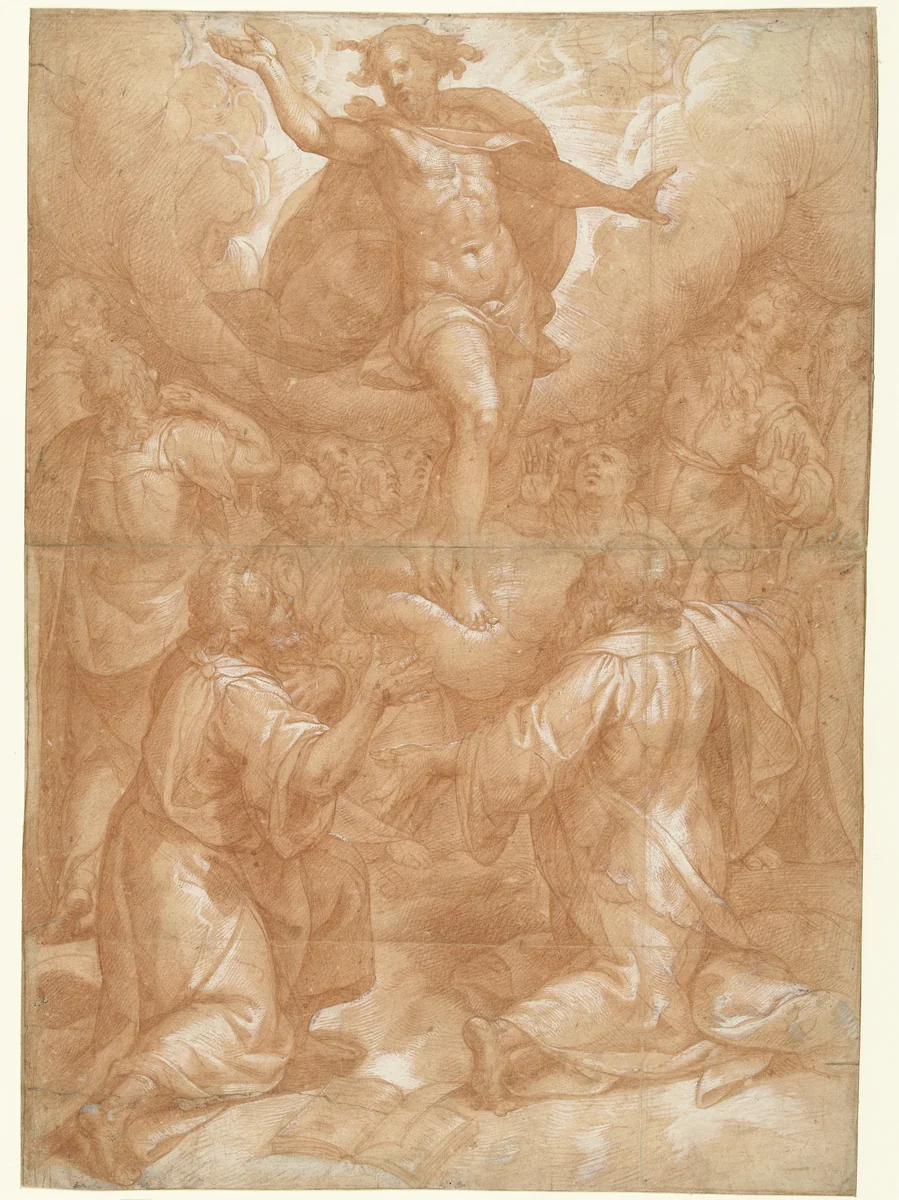 Hemelvaart van Christus by Denys Calvaert, drawing, 1570-1580
