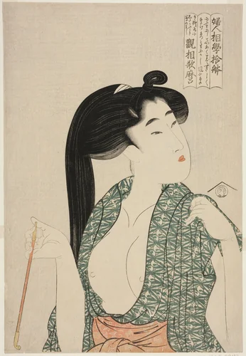 Pipe, from the series Ten Types in the Physiognomic Study of Women (Fujin sogaku juttai) (Kiseru) by Kitagawa Utamaro (喜多川歌麿), print, 1797-1808