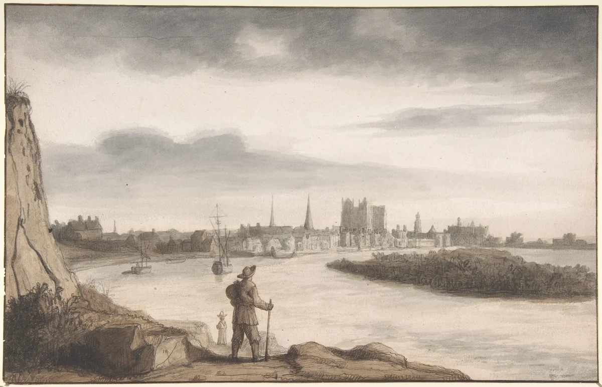 View of Nantes by Lambert Doomer, drawing, 1645-1665