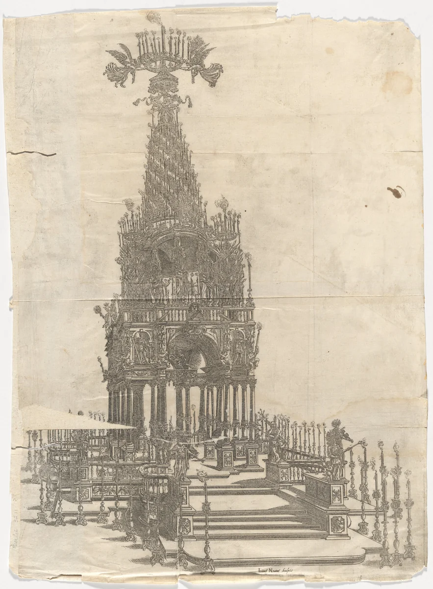 Catafalque in the Cathedral of Piacenza for Odoardo Farnese, Duke of Parma and Piacenza by Giovanni Noati
Cristoforo Rangoni
Giovanni Antonio Ardizzone, print, 1647