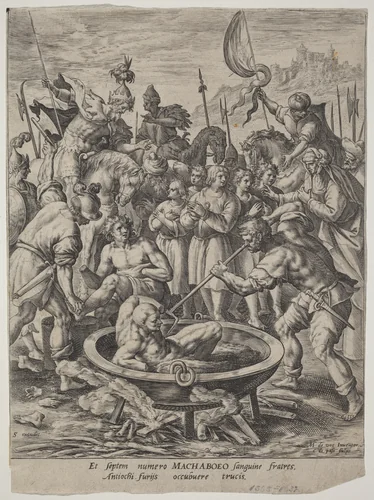 The Seven Maccabean Brothers Killed by Antiochus by Crispijn van de Passe
Maarten de Vos
Jan Sadeler
Aegidius Sadeler, print, 1565-1637