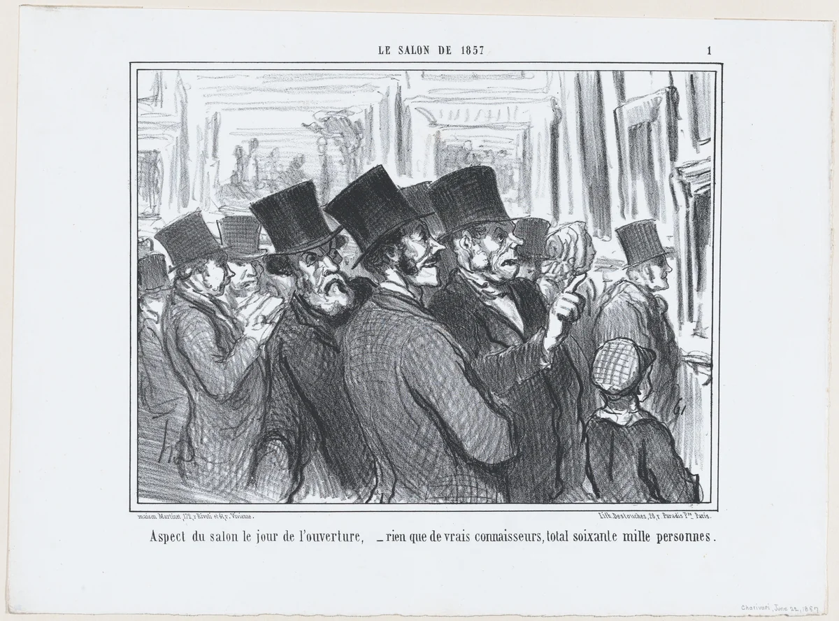 Comment, c'est dans cette cave que sont les scultpures?..., from Le Salon de 1857, published in "Le Charivari" by Honoré Daumier, print, 1857