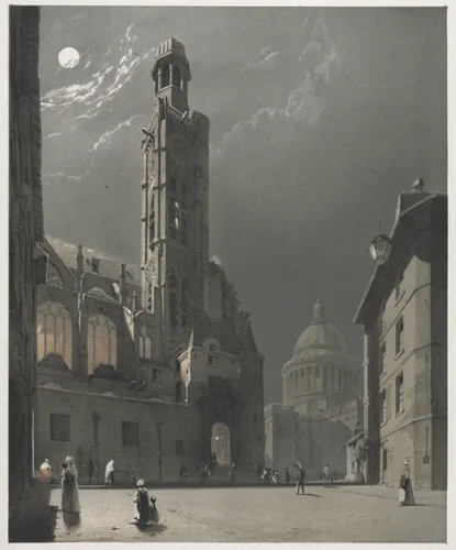 Picturesque Architecture in Paris, Ghent, Antwerp, Rouen: St. Etienne du Mont and the Pantheon, Paris by Thomas Shotter Boys, other, 1839