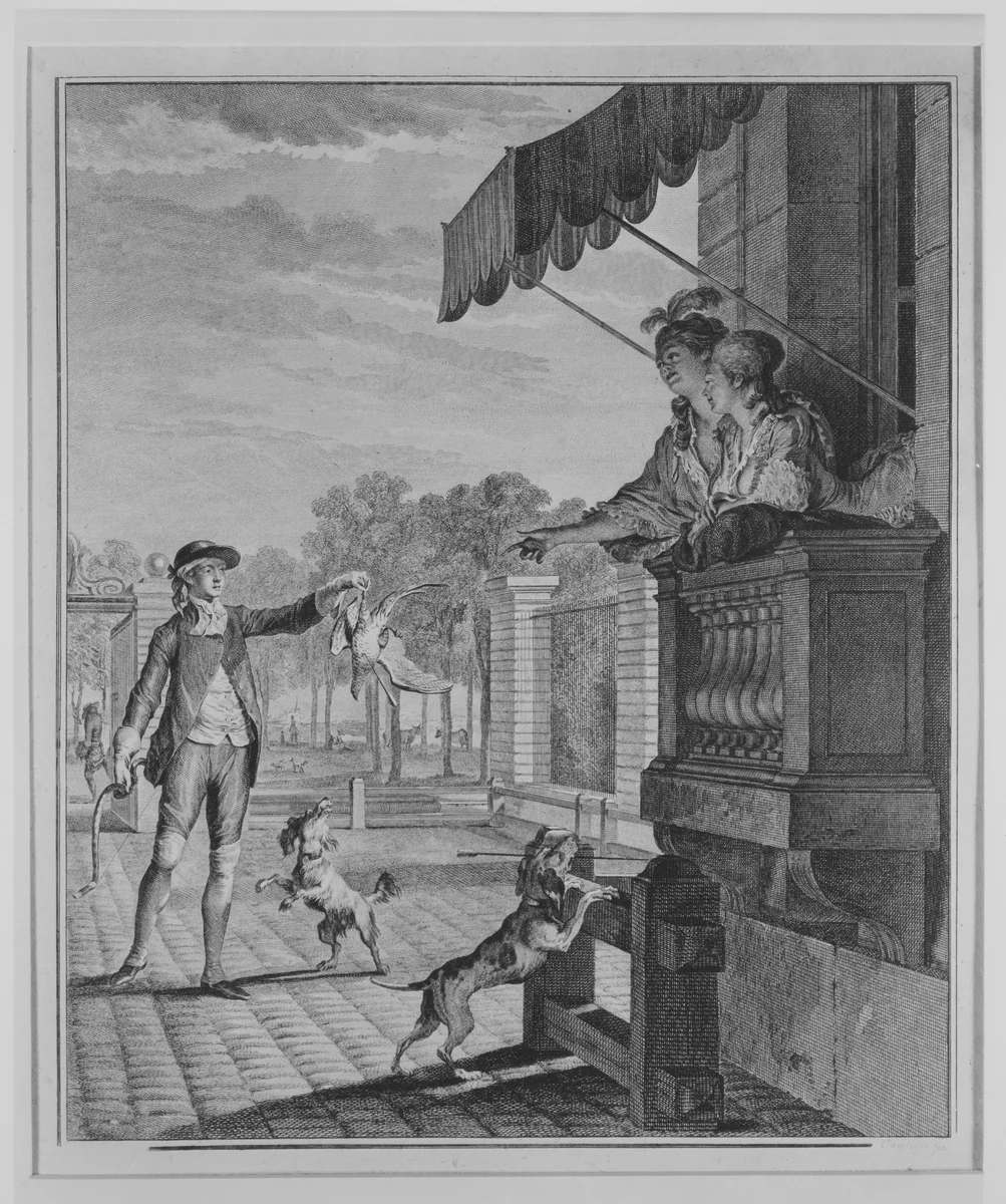 Le Pari Gagné (The Winning Bet), from "Le Monument du Costume" by Camligue, print, 1789