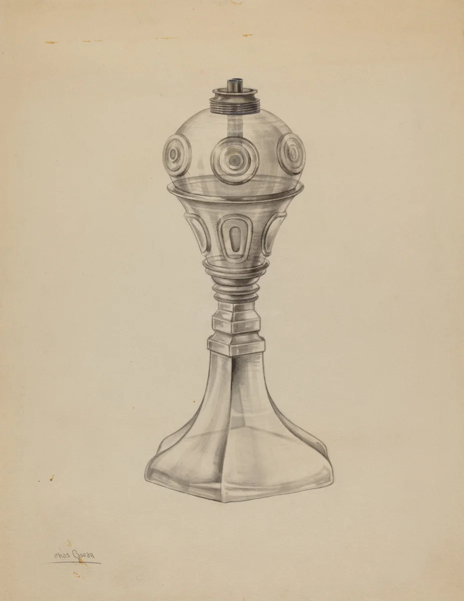Whale Oil Lamp by Charles Caseau, index of american design, 1938
