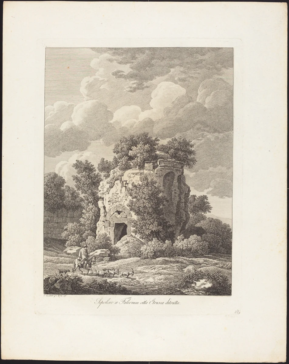 Sepolcro a Falerium città Etrusca ditrutta by Johann Christian Reinhart, portfolio, 1761-1847